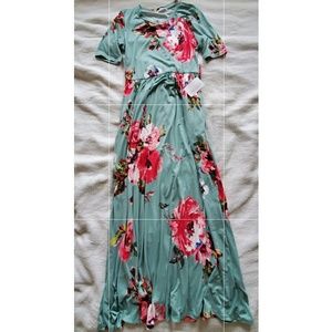 Reb & J Green Floral Maxi Dress